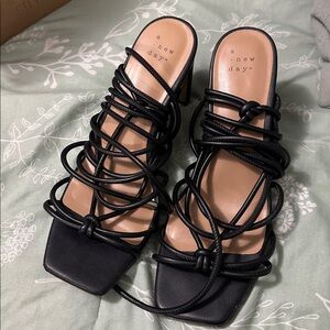 A New Day Black Strappy Heels